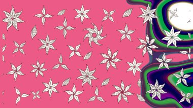 Moda baskıları için zarif bir şablon. Renkli çiçekler ve pembe ve nötr renklerde yapraklarla muhteşem bir çiçek deseni. Modern çiçek arkaplanı. Halk stili.