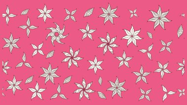 Üzerinde pembe ve nötr renkler olan parlak çiçekli halı deseni..