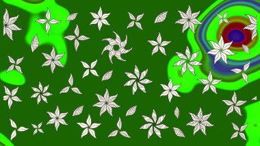 Güzel kumaş deseni. Renkli Yaz Temalı eskiz kalıbı. Raster Illustrasyon 'daki Çiçek Deseni' nin son moda çizimi. Düz Çiçek Elementleri Tasarımı.