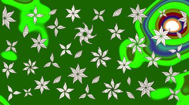 Çiçek desenli eskiz, darbeler, sıçramalar, yaz çiçekleri. Raster illüstrasyonu. Yeşil ve nötr renkte çiçekler.