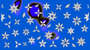 Mavi ve nötr renklerde çiçekler. Raster düz çiçek çizim deseni. Tasarım hediye paketi, tebrik kartları, posterler ve afiş tasarımı.