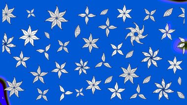 Çiçekli çizim şekli. Renkli Bahar Teması eskiz kalıbı. Mavi ve nötr renklerde çiçekler. Düz Çiçek Elementleri Tasarımı.