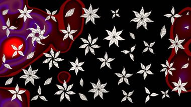 Suluboya çiçekli çiçek deseni. Raster illüstrasyonu. Siyah ve kahverengi renkli güzel tekstil.