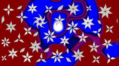 Raster çiçek desenli çiçek deseni, yapraklar, dekoratif elementler, sıçrama, lekeler, el çizimi kontur çizgileri ve Doodle çizim stili, grafik raster çizim çizimi.