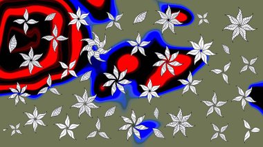 Küçük çiçekteki sevimli çiçek deseni. Yeşil ve siyah renkte çiçekler.