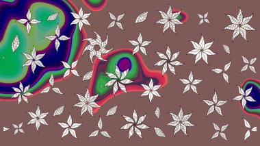 Çocuksu tasarım. Kahverengi ve nötr arkaplanda. Elle çizilmiş çiçek desenli Raster çizimi. Tekstil, kumaş, ambalaj, hatıra defteri için güzel çiçek arkaplanı..