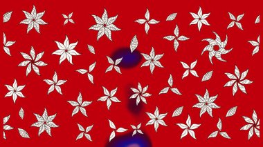 Çocuksu tasarım. Kırmızı ve nötr arkaplanda. Tekstil, kumaş, ambalaj, hatıra defteri için hoş bir çiçek arkaplanı. Elle çizilmiş karalama çiçekleri ile Raster çizim deseni.