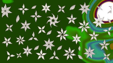 Yeşil ve nötr renklerde çiçekler. Raster düz çiçek çizim deseni. Tasarım hediye paketi, tebrik kartları, posterler ve afiş tasarımı.