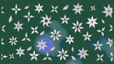 Çiçeksel çizim kalıbının yansıması. Vadinin çiçekleri yeşil ve nötr renklerde.