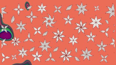 Çiçekli çiçek deseni, suluboya. Turuncu ve nötr renkte çiçekler. Renkli Bahar Teması eskiz kalıbı arka plan. Düz Çiçek Elementleri Tasarım Raster illüstrasyonu.