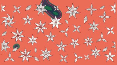 Düz Çiçek Elementleri Tasarımı. Çiçekli çiçek deseni, suluboya. Raster illüstrasyonu. Çiçekler turuncu ve nötr renklerde. Renkli Bahar Teması çizim şablonu.