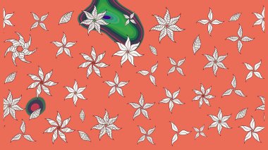 Turuncu ve nötr renklerde güzel bir tekstil. Suluboya çiçekli çiçek deseni. Raster illüstrasyonu.