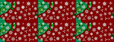 Çiçekli çizim şekli. Düz Çiçek Elementleri Tasarımı. Renkli Bahar Teması eskiz kalıbı. Kırmızı ve yeşil renkte çiçekler.