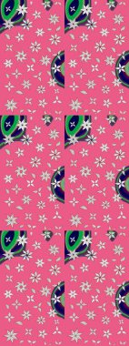 Raster illüstrasyonundaki çiçek desenli çizim. Renkli Bahar Teması eskiz kalıbı. Düz Çiçek Elementleri Tasarımı. Pembe ve nötr renkte çiçekler.