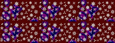 Raster düz çiçek çizim deseni. Kırmızı ve kahverengi renkte çiçekler. Tasarım hediye paketi, tebrik kartları, posterler ve afiş tasarımı.