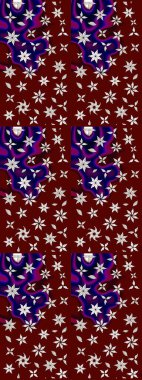 Raster - stok. Eskiz arkaplan modeli. Yapraklı çiçekler ve kırmızı ve nötr renklerde papatya çiçekleri..