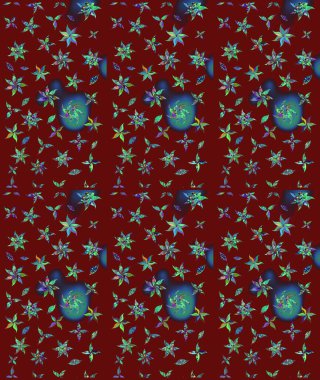 Raster hisseleri. Kırmızıda çiçekler. Suluboya, elle çizilmiş. Taslak arkaplan deseni.