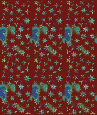 Küçük çiçekteki sevimli çiçek deseni. Raster illüstrasyonu. Kırmızı renklerde. Raster deseni. Soyut çiçek çizim kalıbı arkaplanı.