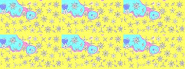 Küçük çiçekteki sevimli çiçek deseni. Raster deseni. Nazikçe, sarı renkte yaz çiçekleri. Raster illüstrasyonu.