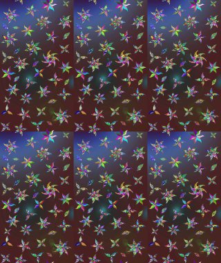 Raster illüstrasyonundaki çiçek desenli çizim. Düz Çiçek Elementleri Tasarımı. Kahverengi renkli çiçekler. Renkli Yaz Teması çizim şablonu.