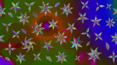 Raster illüstrasyonu. Yeşil renklerde. Çiçek buketleriyle klasik tarzda eskiz deseni.