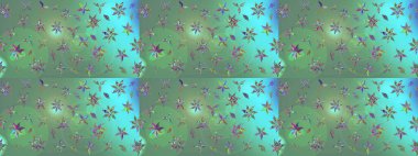 Raster illüstrasyonu. Düz Çiçek Elementleri Tasarımı. Taslak desenli, modaya uygun kumaş deseni. Renkli Bahar Teması eskiz kalıbı. Şirin çiçek elementleri..