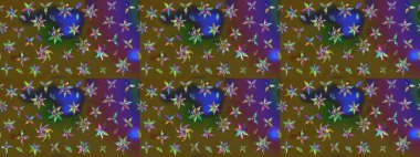 Raster illüstrasyonu. Yeşil renkli yeşil papatya deseni. Yeşil renklerde.