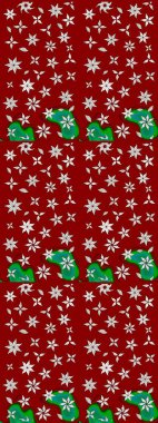 Kırmızı ve nötr renklerde etnik çiçeklerle süslenmiş zarif bir eskiz. Raster Çiçek İllüstrasyon Şirin Tekstil.