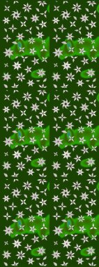 El çizimi. Raster illüstrasyonu. Çiçekli, yapraklı, çiçek desenli çizim..