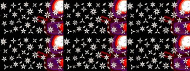 Çiçek desenli çizim. Raster illüstrasyonu. Siyah renklerde Asya tekstili.