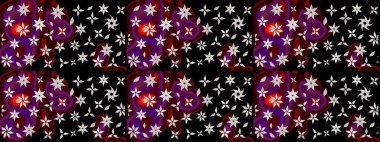 Siyah renkte güzel çiçekler, suluboya desenli, duvar kağıdı, kart ya da kumaş için fayanslı eskizler. Raster..