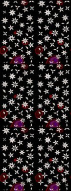 Siyah ve nötr renklere karalamalar çizilmiş çiçek deseni. Raster illüstrasyonu.