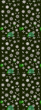 Eski usul. Kumaş, tekstil, duvar kağıdı baskısı için. Eskiz geçmişi. Raster illüstrasyonu. Miles Fleur, süslü püslü bir süs. Tomurcukları papatya çiçekleri olan sevimli bir çiçek deseni..