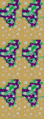 Sarı ve yeşil renklere karalamalar çizilmiş çiçek deseni. Raster illüstrasyonu.