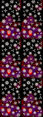 Siyah renkli çiçekler. Kumaş desenli papatya çiçekleri ayrıntıları.