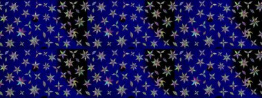 Çiçek arkaplan. Mavi renkli şirin tekstil tarzında. Raster illüstrasyonu. Çiçek duvar kâğıdı. Renkli çizim deseni.