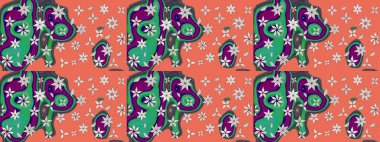 Soyut etnik raster çizim kalıbı. Kabile sanatı boho baskısı, klasik çiçek arkaplanı. Arkaplan dokusu, duvar kağıdı, turuncu renkli çiçek teması.