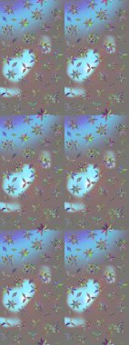 Düz Çiçek Elementleri Tasarımı. Gri renkli çiçekler. Renkli Bahar Teması eskiz kalıbı. Sevimli çiçek raster deseni.