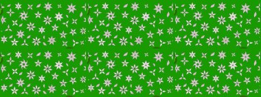 Yeşil renkli şirin çiçek deseni. Raster Modaya uygun kumaş deseni. Renkli Bahar Teması eskiz kalıbı. Düz Çiçek Elementleri Tasarımı.