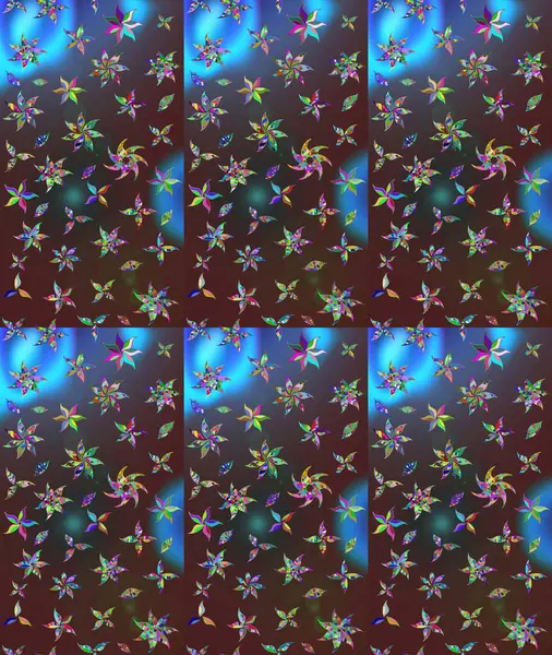 Küçük çiçekteki sevimli çiçek deseni. Kahverengi renkli çiçekler. Raster illüstrasyonu.