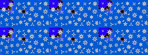 Raster illüstrasyonundaki çiçek desenli çizim. Mavi renkli çiçekler. Renkli Bahar Teması eskiz kalıbı. Düz Çiçek Elementleri Tasarımı.