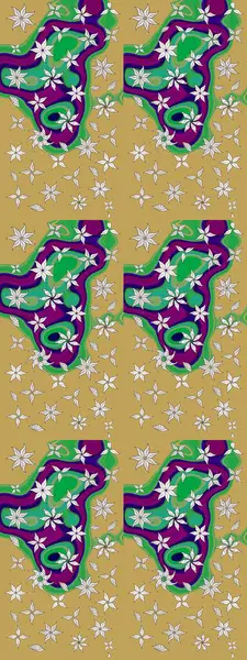 Sarı ve yeşil renklere karalamalar çizilmiş çiçek deseni. Raster illüstrasyonu.