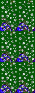 Küçük çiçekteki sevimli çiçek deseni. Yeşil renkte çiçekler.