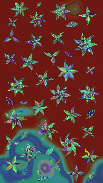 Raster illüstrasyonu. Egzotik çiçekler, kırmızı renkte botanik parlak klasik doğa. Klasik tropikal doğal elementlerin suluboya seti.