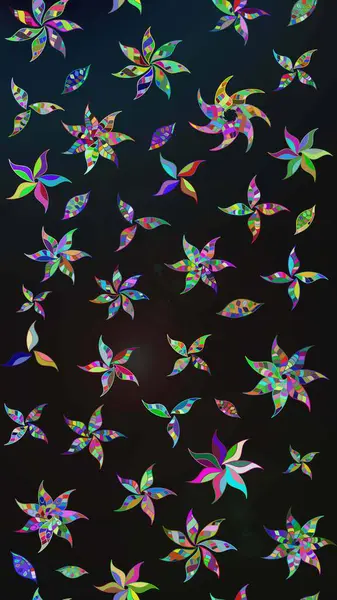 Raster illüstrasyonundaki çiçek desenli çizim. Gri renkli çiçekler.