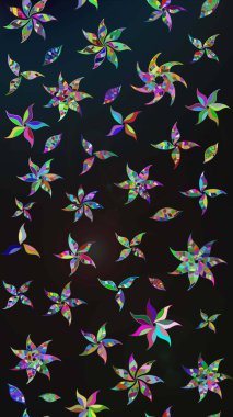 Raster illüstrasyonundaki çiçek desenli çizim. Gri renkli çiçekler.