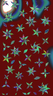 Arkaplan dokusu, duvar kağıdı, kırmızı renkli çiçek teması. Soyut etnik raster çizim kalıbı. Kabile sanatı boho baskısı, klasik çiçek arkaplanı.