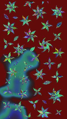 Renkli Yaz Temalı eskiz kalıbı. Sevimli çiçek raster deseni. Düz Çiçek Elementleri Tasarımı. Kırmızı renkte çiçekler.