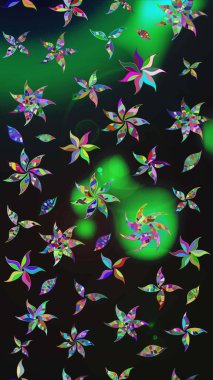 Çiçekler. Soyut etnik raster çizim kalıbı. Vadinin gri renkli çiçekleri.