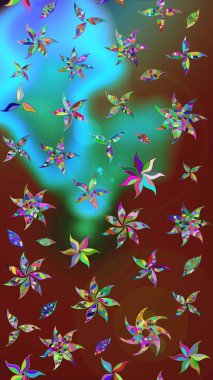 Tatil havası. Raster güzel bir çiçek deseni çizmiş. Bahar mevsimi. Kırmızı renkte çiçekler. Nazik romantik baskı.